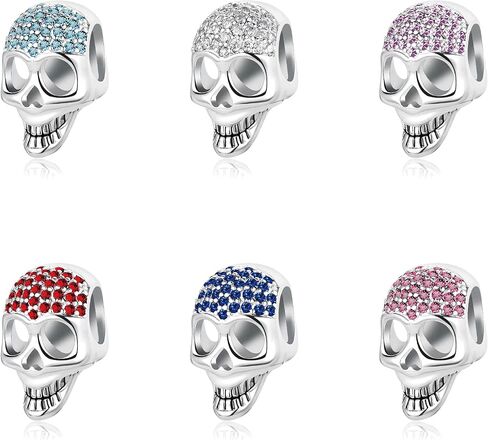 Sugar Skull Charm for Bracelet Birthstone Bead Dangle Charm for Women Birthday Día de Muertos Jewelry in Saudi Arabia