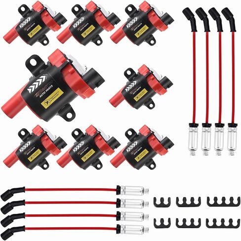 Pack of 8 Ignition Coil Pack and Spark Plug Wires Set Compatible with Chevy Express Silverado Suburban GMC Savana Sierra Yukon XL Cadillac Escalade Replace UF262 D585 in Saudi Arabia