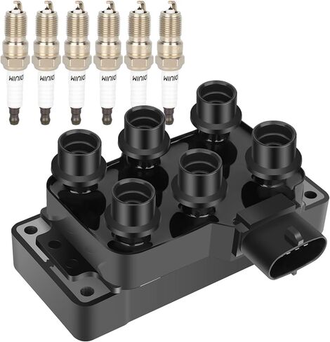 1 ملف الإشعال و 6 Spark Slugs مناسبة للفترة 2005-2010 لـ Ford for Mustang 4.0L 2001-2005 2007-2010 for Ford for Explorer Sport Trac 4.0L 1998-2010 for Mercury for Mountaineer 4.0L F1DU12029AA in Kuwait