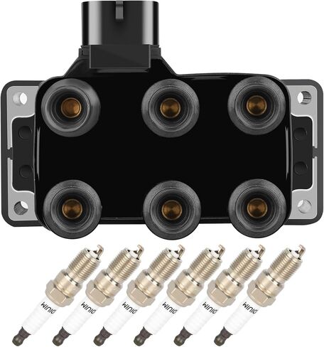 1 ملف الإشعال و 6 Spark Slugs مناسبة للفترة 2005-2010 لـ Ford for Mustang 4.0L 2001-2005 2007-2010 for Ford for Explorer Sport Trac 4.0L 1998-2010 for Mercury for Mountaineer 4.0L F1DU12029AA in Kuwait