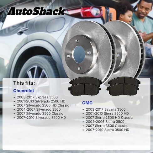 Autoshack Front Brake Kit Replacement for Chevrolet Express 3500 Silverado 2500 HD Classic GMC Savana 3500 Sierra 2500 HD Disc Brake Rotors with Ceramic Brake Pad 12.8" (325.0 mm) PCDR6507465074784 in Saudi Arabia