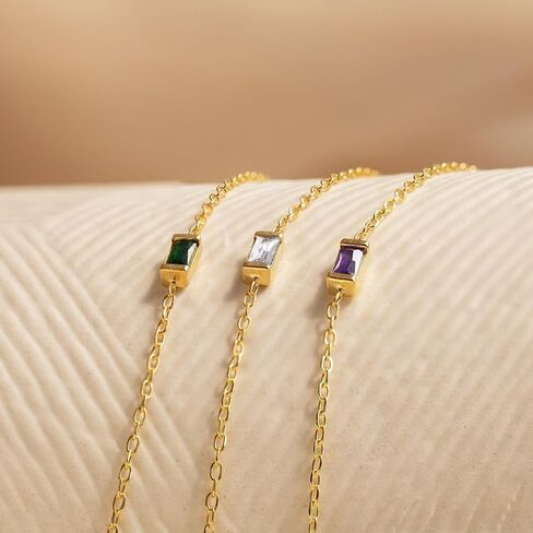 Crystal Princess قطع الأساور للنساء من التيتانيوم الصلب المستطيل Rhinestone سلسلة اليد سوار خلقت الحجر المولد قابلة للتعديل (06. لشهر يونيو (الأرجواني)) in Saudi Arabia
