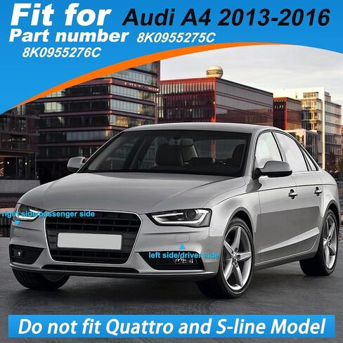 غطاء غطاء غسالة المصباح الأمامي من أجل Audi A4 2013 2014 2015 2016 8K0955275C 8K0955276C (سوداء ، جانب السائق الأيسر) in Saudi Arabia