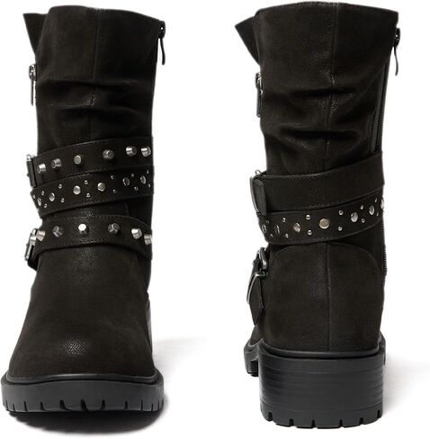 Women's Extra Wide Width Ankle Boots True Plus Size Wide Foot Low Heeled Slouchy Booties Comfort Riding Combat Rivet Short Boots for Women. in Saudi Arabia