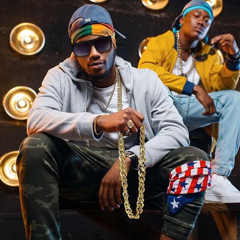 Hip Hop Costume Kit Gold Rapper Hat Sunglasses Gold Dollar Sign Pendant Necklaces 80s/90s Rapper Accessories in Saudi Arabia