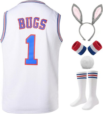 Men's Basketball Jerseys #10 Lola #1 Bugs Space Movie Sports Shirts 90s Hiphop Party Clothing White in Saudi Arabia