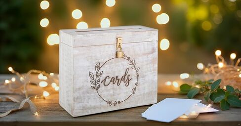 Wedding Card Box with Card Slit and Lock 12"X10"X4.5"- Gift Wishing Well Card Box for Weddings, Receptions, Birthdays, Graduations, Baby Showers, Honeymoon Funds LFBRNT in Saudi Arabia