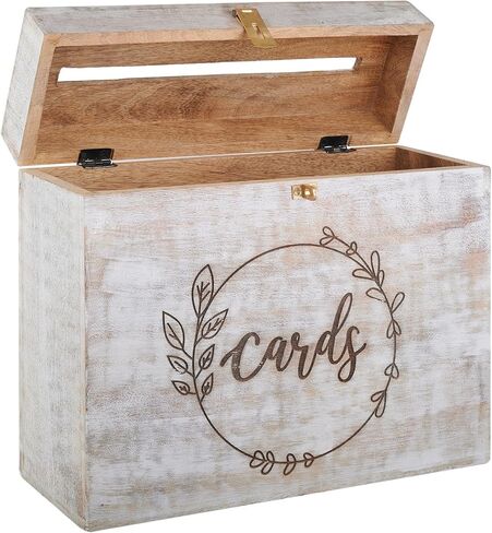 Wedding Card Box with Card Slit and Lock 12"X10"X4.5"- Gift Wishing Well Card Box for Weddings, Receptions, Birthdays, Graduations, Baby Showers, Honeymoon Funds LFBRNT in Saudi Arabia