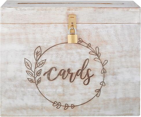 Wedding Card Box with Card Slit and Lock 12"X10"X4.5"- Gift Wishing Well Card Box for Weddings, Receptions, Birthdays, Graduations, Baby Showers, Honeymoon Funds LFBRNT in Saudi Arabia