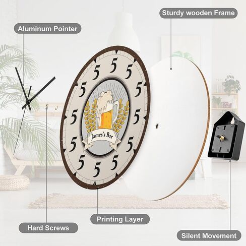 Custom Beer Thirty Clock, 12 Inch Personalized Bar Clock, Five O'Clock Somewhere Personalized Clock in Kuwait