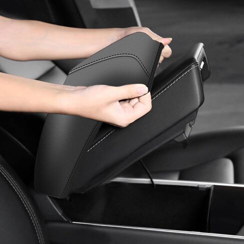 Armrest Cover for 2008-2012 Accord, Center Console Covers Customization Microfiber Leather Cover Protection Decoratin Accessories (Black Stitch) in Saudi Arabia