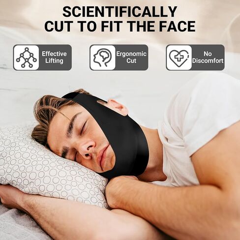 Chin Strap for Sleeping Comfortable Stop Snoring Solution, Snore Stopper Adjustable, Anti Snoring Devices Breathable and Reusable, Anti Snore Chin Strap for CPAP Users, Black, M in Kuwait