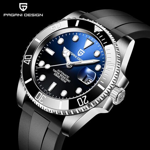 Pagani Design Men's Watch Automatic Mechanical Watch NH35 Movement Rubber Strap Sapphire Glass Watch in Kuwait