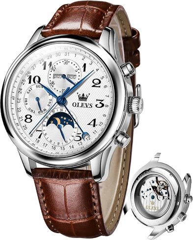 OLEVS Automatic Watches for Men Multi Calendar Moonphase with 3ATM Waterproof Business Classic Luxury Wrist Watch in Kuwait