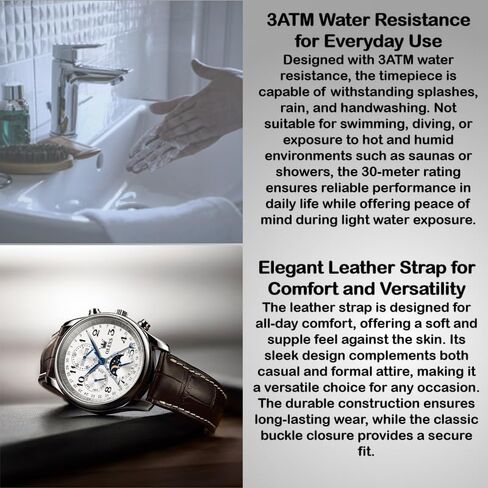 OLEVS Automatic Watches for Men Multi Calendar Moonphase with 3ATM Waterproof Business Classic Luxury Wrist Watch in Kuwait