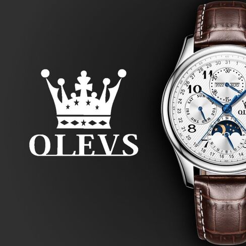 OLEVS Automatic Watches for Men Multi Calendar Moonphase with 3ATM Waterproof Business Classic Luxury Wrist Watch in Kuwait