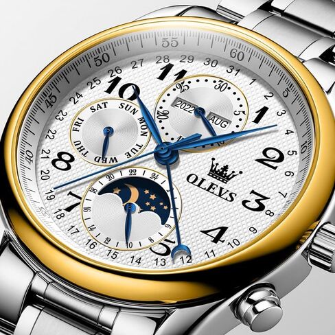 OLEVS Automatic Watches for Men Multi Calendar Moonphase with 3ATM Waterproof Business Classic Luxury Wrist Watch in Kuwait