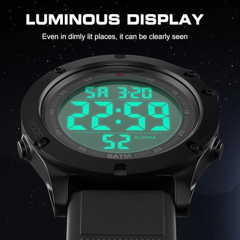 GOLDEN HOUR Mens Digital Sports Watch, Large LCD Display, 5ATM Water Resistant,Silicone Band in Kuwait