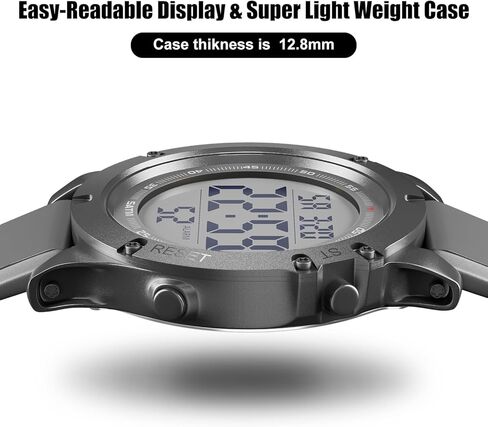 GOLDEN HOUR Mens Digital Sports Watch, Large LCD Display, 5ATM Water Resistant,Silicone Band in Kuwait