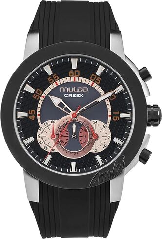 MULCO Watches for Men, Creek Stainless Steel Case with White Wrist Silicone Band, Quartz Multifunctional Movement Large Face Premium Analog Display-Luxury Sport Watch -100m, Waterproof in Kuwait