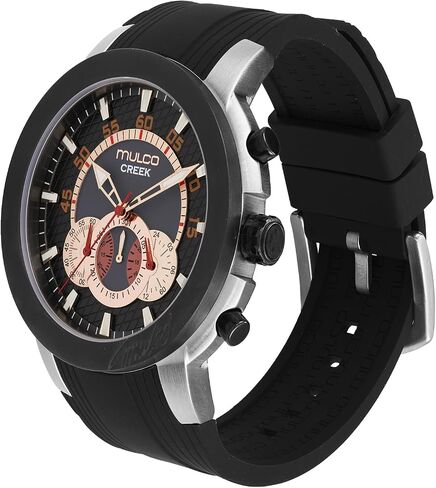 MULCO Watches for Men, Creek Stainless Steel Case with White Wrist Silicone Band, Quartz Multifunctional Movement Large Face Premium Analog Display-Luxury Sport Watch -100m, Waterproof in Kuwait