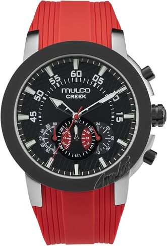 الساعات Mulco للرجال ، علبة الفولاذ المقاوم للصدأ الخور مع شريط سيليكون معصم أبيض ، حركة الكوارتز متعددة الوظائف كبيرة الوجه الممتاز عرض الرياضة الفخمة -100M ، مقاومة للماء in Kuwait