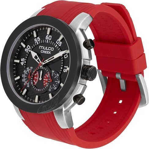 الساعات Mulco للرجال ، علبة الفولاذ المقاوم للصدأ الخور مع شريط سيليكون معصم أبيض ، حركة الكوارتز متعددة الوظائف كبيرة الوجه الممتاز عرض الرياضة الفخمة -100M ، مقاومة للماء in Kuwait