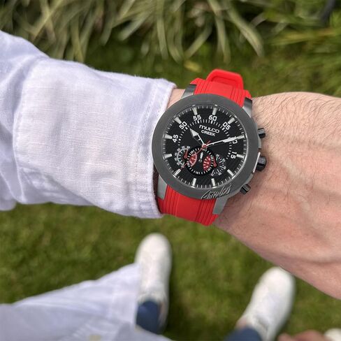 الساعات Mulco للرجال ، علبة الفولاذ المقاوم للصدأ الخور مع شريط سيليكون معصم أبيض ، حركة الكوارتز متعددة الوظائف كبيرة الوجه الممتاز عرض الرياضة الفخمة -100M ، مقاومة للماء in Kuwait