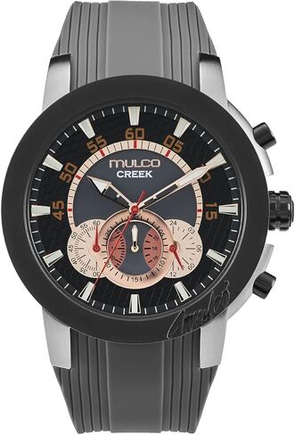 MULCO Watches for Men, Creek Stainless Steel Case with White Wrist Silicone Band, Quartz Multifunctional Movement Large Face Premium Analog Display-Luxury Sport Watch -100m, Waterproof in Kuwait