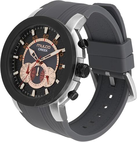 MULCO Watches for Men, Creek Stainless Steel Case with White Wrist Silicone Band, Quartz Multifunctional Movement Large Face Premium Analog Display-Luxury Sport Watch -100m, Waterproof in Kuwait