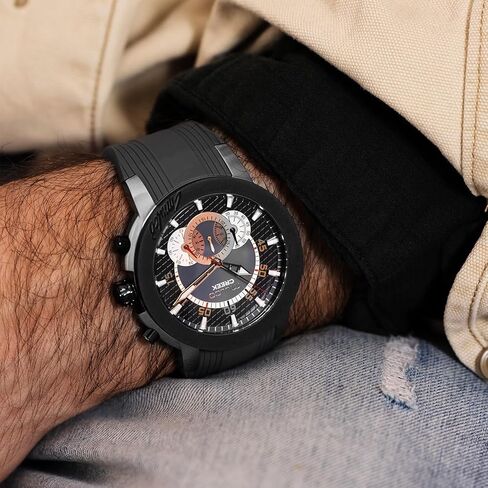 MULCO Watches for Men, Creek Stainless Steel Case with White Wrist Silicone Band, Quartz Multifunctional Movement Large Face Premium Analog Display-Luxury Sport Watch -100m, Waterproof in Kuwait