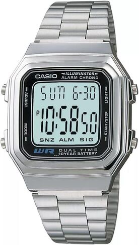 Casio A178W-1A Men's Vintage Silver Tone Band Alarm Chronograph Watch Digital Watch in Saudi Arabia