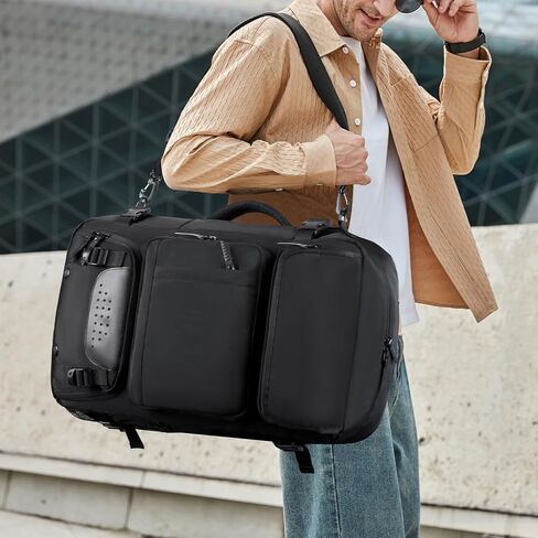 حقيبة ظهر للسفر للرجال معتمدة من شركة الطيران، حقيبة ظهر قابلة للتحويل من النايلون، باللون الأخضر الداكن in Kuwait