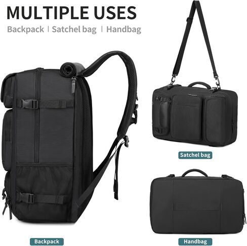 حقيبة ظهر للسفر للرجال معتمدة من شركة الطيران، حقيبة ظهر قابلة للتحويل من النايلون، باللون الأخضر الداكن in Kuwait