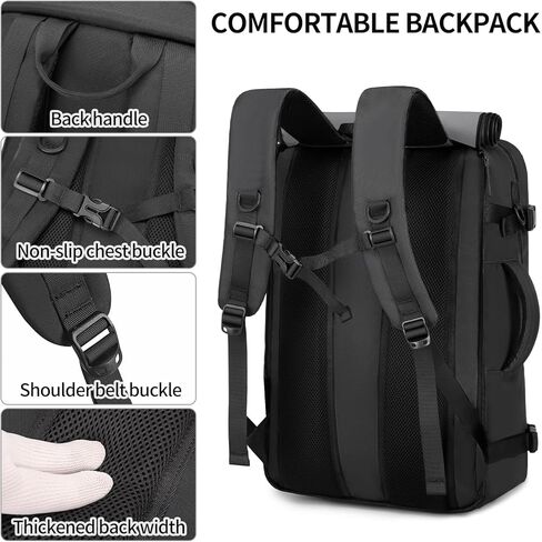 حقيبة ظهر للسفر للرجال معتمدة من شركة الطيران، حقيبة ظهر قابلة للتحويل من النايلون، باللون الأخضر الداكن in Kuwait