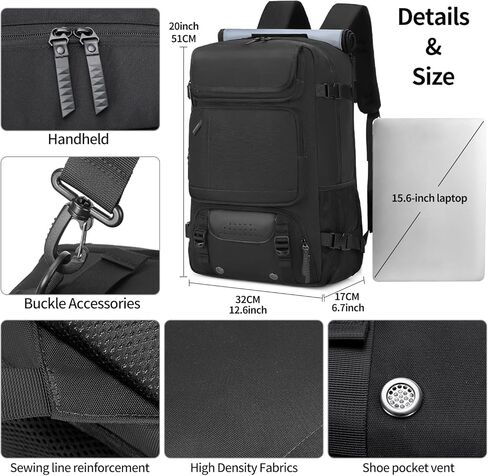 حقيبة ظهر للسفر للرجال معتمدة من شركة الطيران، حقيبة ظهر قابلة للتحويل من النايلون، باللون الأخضر الداكن in Kuwait