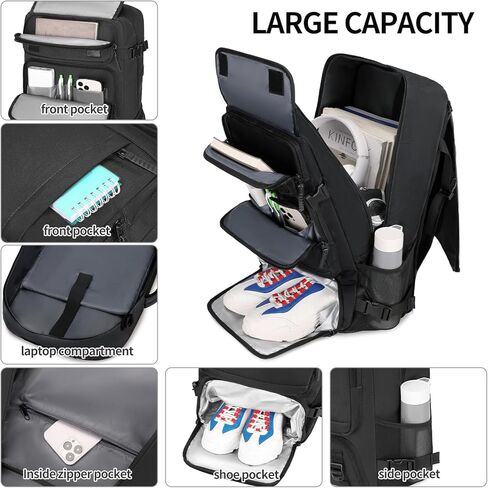 حقيبة ظهر للسفر للرجال معتمدة من شركة الطيران، حقيبة ظهر قابلة للتحويل من النايلون، باللون الأخضر الداكن in Kuwait