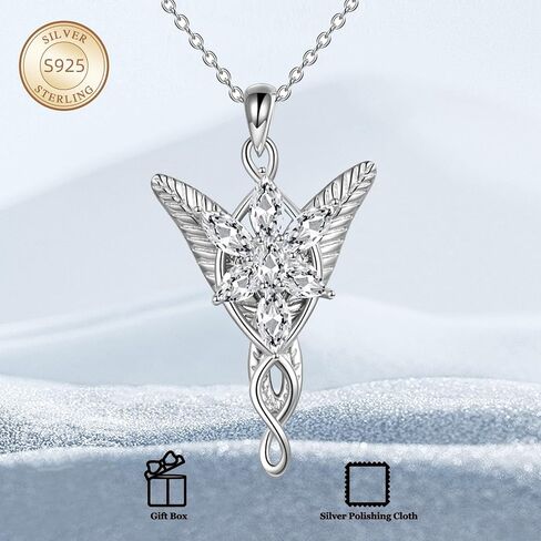 POPLYKE Sterling Silver Arwen Evenstar Necklace for Mom Girls Wife Girlfriend Birthday Valentines Day in Saudi Arabia