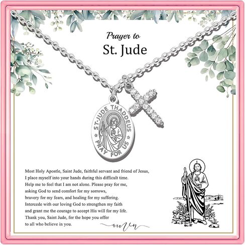 قلادة صليب الحماية الشريكة للنساء Menst Michael/Archangel Raphael/St Christopher/St Jude/St Joseph/St Anthony Medal Netclace Netlace for Women Mens in Saudi Arabia