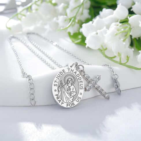 قلادة صليب الحماية الشريكة للنساء Menst Michael/Archangel Raphael/St Christopher/St Jude/St Joseph/St Anthony Medal Netclace Netlace for Women Mens in Saudi Arabia