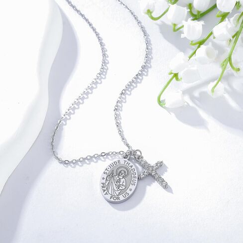 قلادة صليب الحماية الشريكة للنساء Menst Michael/Archangel Raphael/St Christopher/St Jude/St Joseph/St Anthony Medal Netclace Netlace for Women Mens in Saudi Arabia