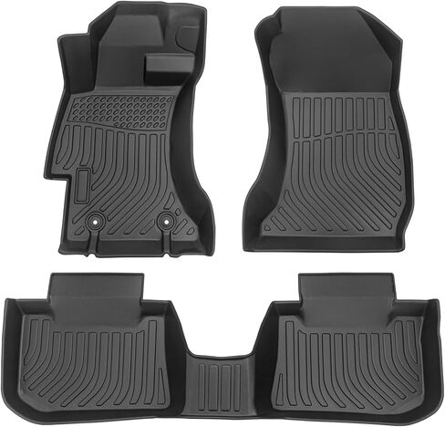 MATS TPE Rubber Floor All-Weather متوافق مع 2012 2013 2014 2015 2016 Subaru Impreza ، 2013-2015 XV Crosstrek ، 2016 2017 Crosstrek ، 2015-2021 WRX STI ، مجموعة سجاد السيارات الكاملة المخصصة (Black) in Kuwait