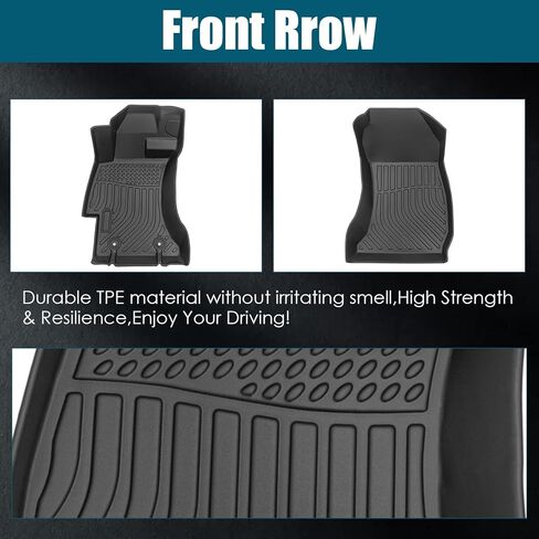 MATS TPE Rubber Floor All-Weather متوافق مع 2012 2013 2014 2015 2016 Subaru Impreza ، 2013-2015 XV Crosstrek ، 2016 2017 Crosstrek ، 2015-2021 WRX STI ، مجموعة سجاد السيارات الكاملة المخصصة (Black) in Kuwait