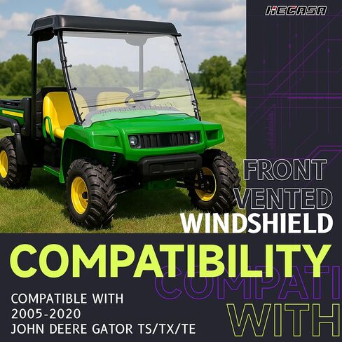 HECASA Front Vented Windshield Compatible with 2005-2020 John Deere Gator TS/TX/TE Scratch Resistant Full Clear Windscreen in Saudi Arabia