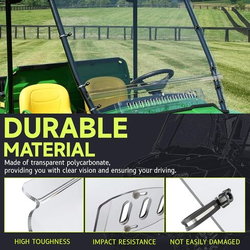 HECASA Front Vented Windshield Compatible with 2005-2020 John Deere Gator TS/TX/TE Scratch Resistant Full Clear Windscreen in Saudi Arabia