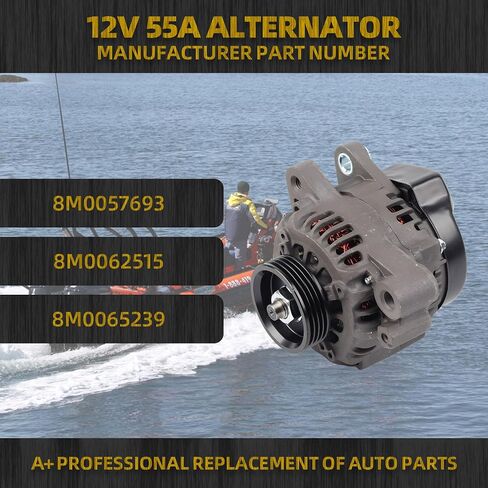 Dasbecan 12V 55A Alternators 8M0057693 8M0062515 8M0065239 Compatible with Mercury Marine Engine 135.0HP 150.0HP 150.0HP ProXS 150.0HP SeaPro Mercury Outboards 150L in Saudi Arabia