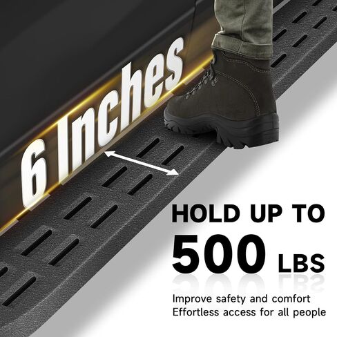 6" Wide Textured Black Carbon Steel Running Boards for 2019-2024 Dodge Ram 1500 Crew Cab,Heavy Duty Side Steps with Non-Slip Step Pads,Powder Coated for Rust Resistance in Saudi Arabia