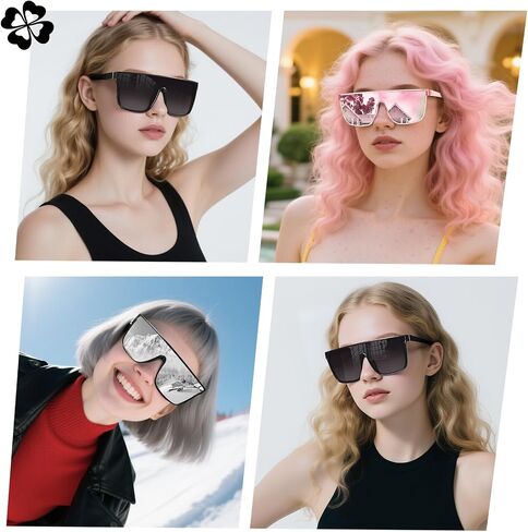 KUGUAOK Vintage Oversized Square Sunglasses for Women Big Large Frame Shades Goggle Siamese Lens UV Protection Sun Glasses in Saudi Arabia