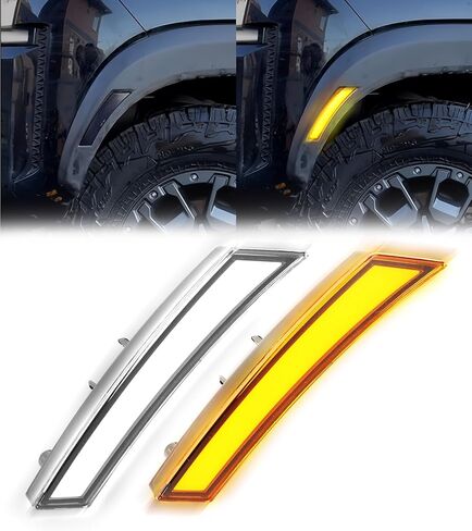 Fender LED LED Side Marker Lights لـ Nissan Frontier 2022-2025 عاكسات مع إشارات دوران متسلسلة ومصابيح تشغيل النهار DRL ، 3rd Gen Frontier Truck Well Lights Accessories (Amber Lens) in Kuwait