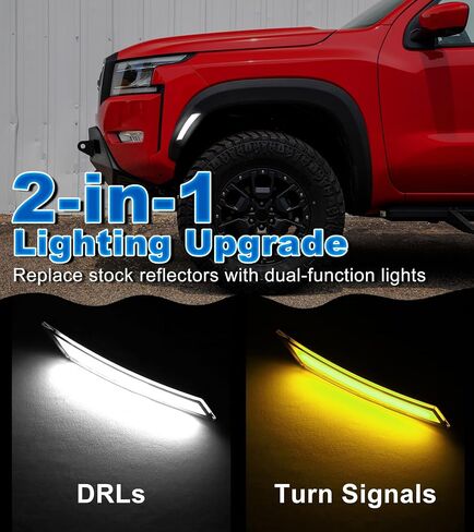 Fender LED LED Side Marker Lights لـ Nissan Frontier 2022-2025 عاكسات مع إشارات دوران متسلسلة ومصابيح تشغيل النهار DRL ، 3rd Gen Frontier Truck Well Lights Accessories (Amber Lens) in Kuwait